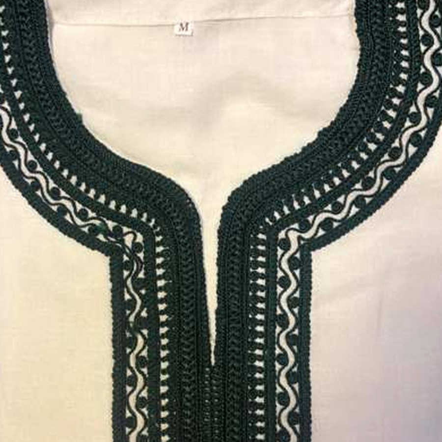 Gandoura sfifa – Écru, broderie noire